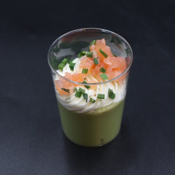 Verrine avocat, saumon, fromage frais